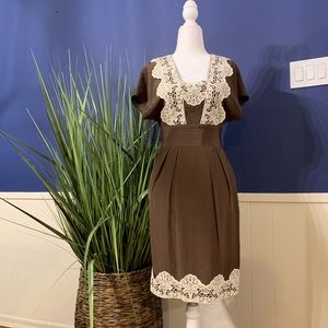 Brown Milly lace detail dress.